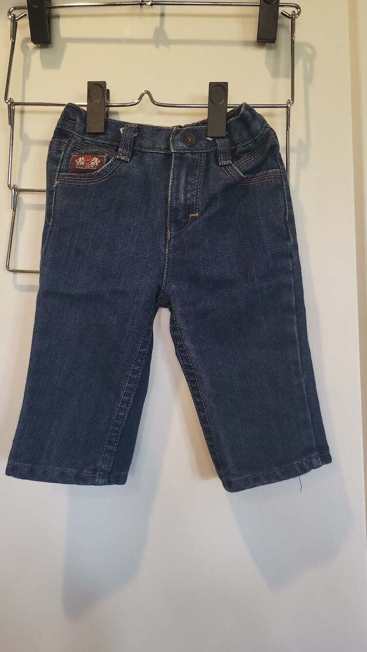 Vintage Mecca Baby Boys Denim Jeans Size 6-9 Months Embroidered Back Pockets